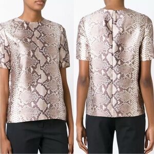 Tory Burch Python Snake Print Silk Wool Blouse